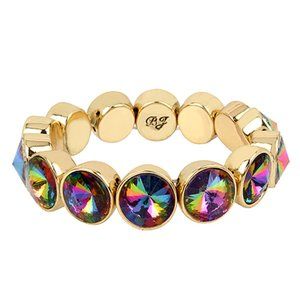 Betsey Johnson Multi Color Stone Stretch Bracelet , Gold/Multi